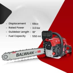 Balwaan 18 Inches BS-680 Ultimate Chainsaw with 68CC Engine, Petrol Operated, 1 Year Warranty 3