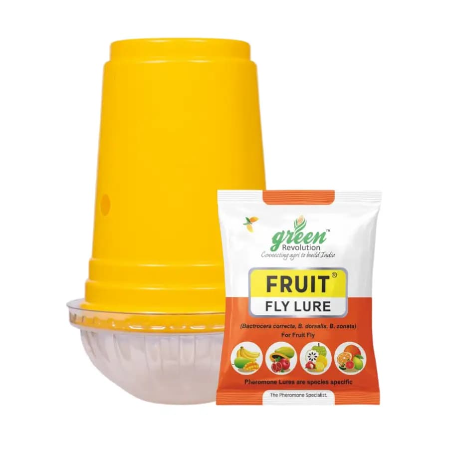 Green Revolution Yellow IPM Trap With Fruit Fly Lure, Efficient For Fruit Fly Control In All Fruit Crops - Image 1