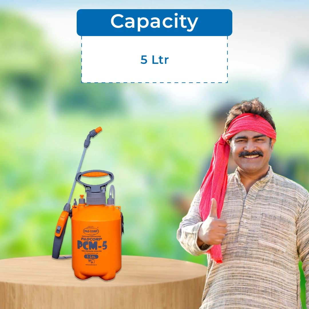 ప్యాడ్ కార్ప్ PCM-5 హై ప్రెషర్ 5 లీ. స్ప్రేయర్, మొక్కలు, గార్డెనింగ్, క్లీనింగ్ & శానిటైజింగ్కు అనువైనది, తేలికైన & బహుళ ఉపయోగ స్ప్రేయర్ - Image 5