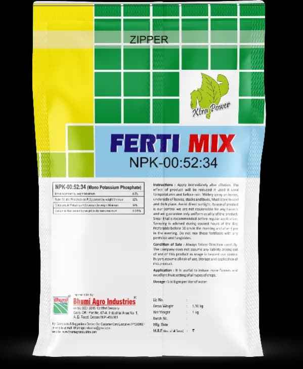 Bhumi Fertimix Npk 00:52:34 Water Soluble Fertilizer, Suitable For A Wide Range Of Agricultural And Horticultural Plants. - Image 2