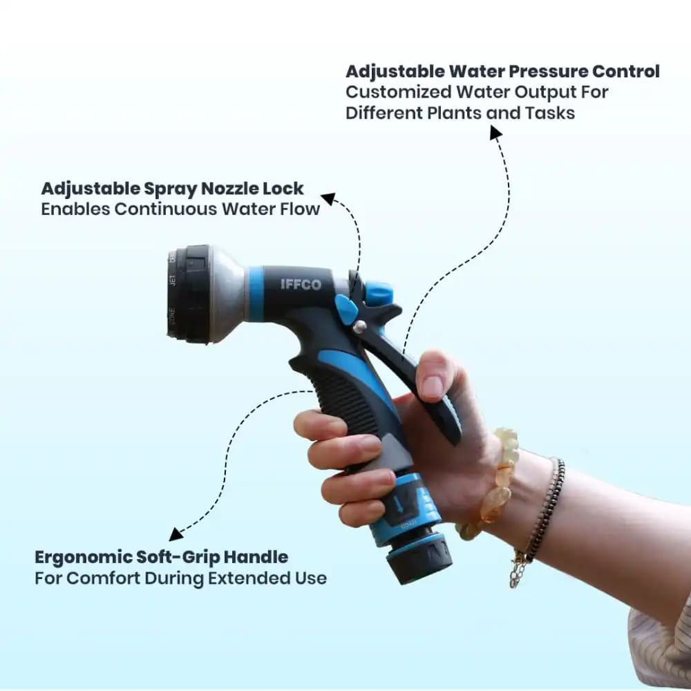IFFCO Urban Garden Hose Spray Gun, Spray Patterns, Leak-Proof, Rust-Resistant Watering Spray Gun - Image 8