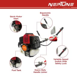 Neptune BC-520 Brush Cutter 2 Stroke 52CC Petrol Engine, Advanced Technology Grass Trimmer, Heavy Duty Crop Cutter, 40T, 2T, Tap And Go Blades 5
