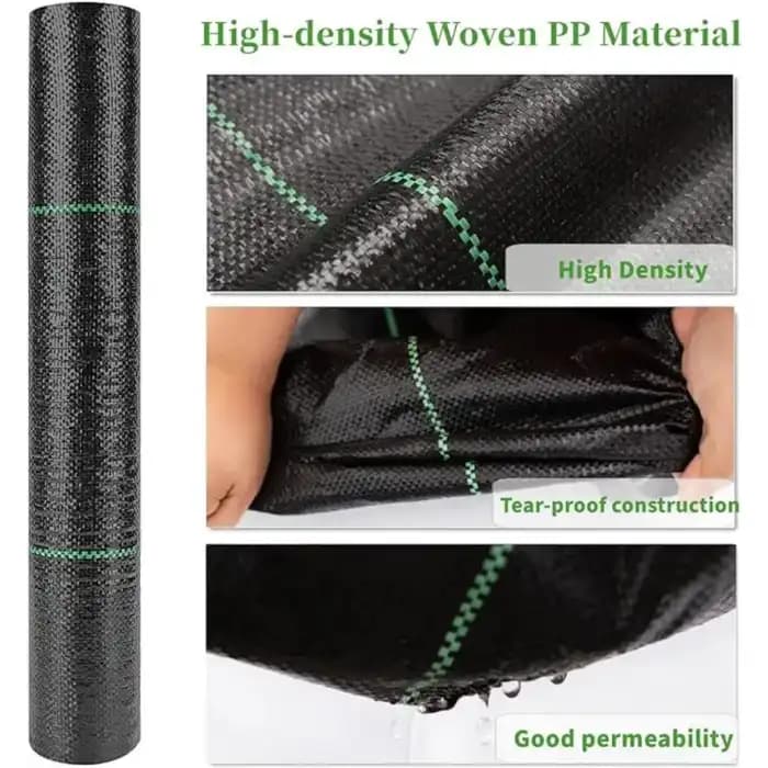 Singhal 100 GSM Garden Weed Control Barrier Sheet Mat, Landscape Fabric, Heavy Duty Weed Block Gardening Mat For Gardens (Black) - Image 2