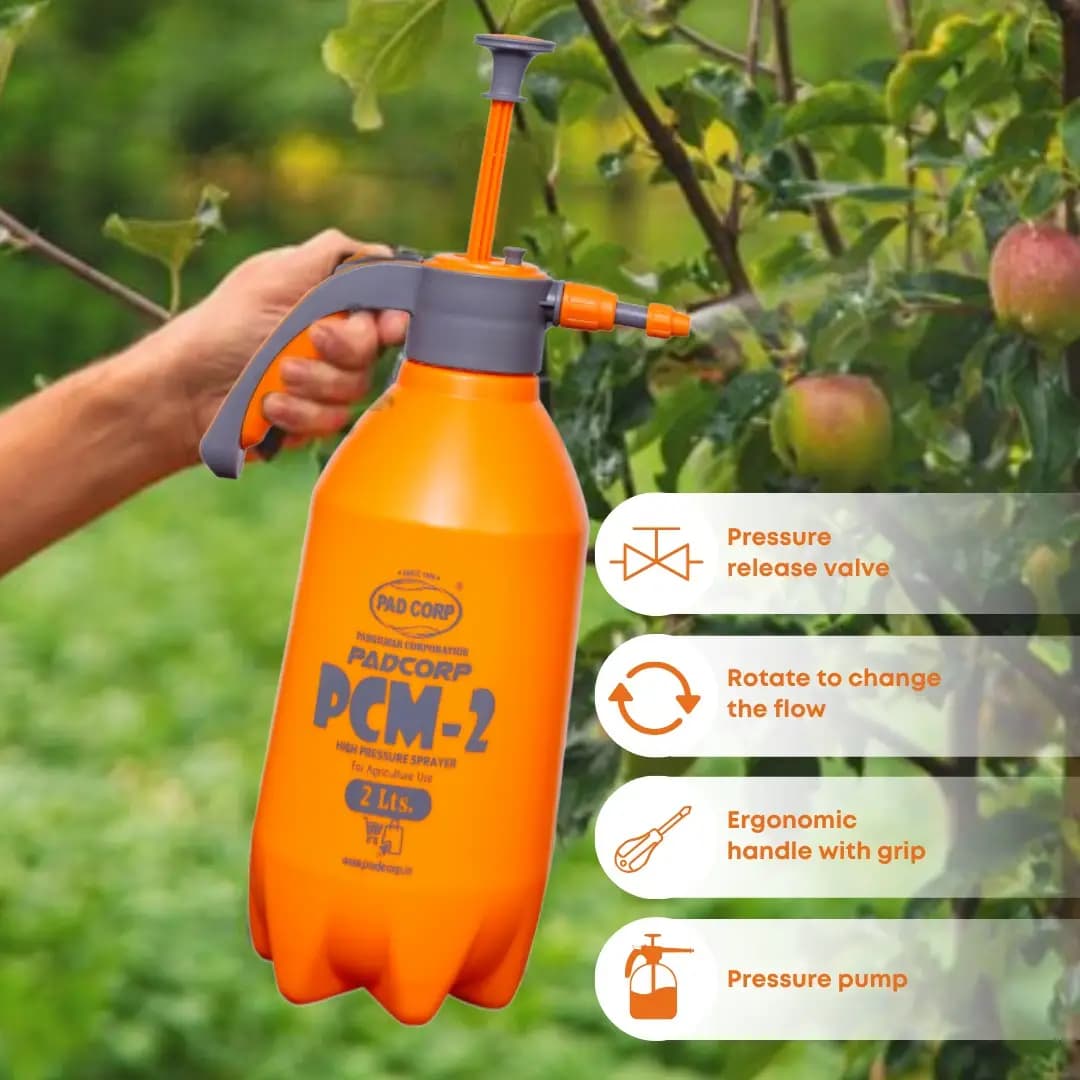 Pad Corp PCM-2 High Pressure Sprayer, Hand-Powered, Versatile For Gardening, Cleaning And Sanitizing (2 L Capacity) - Image 5