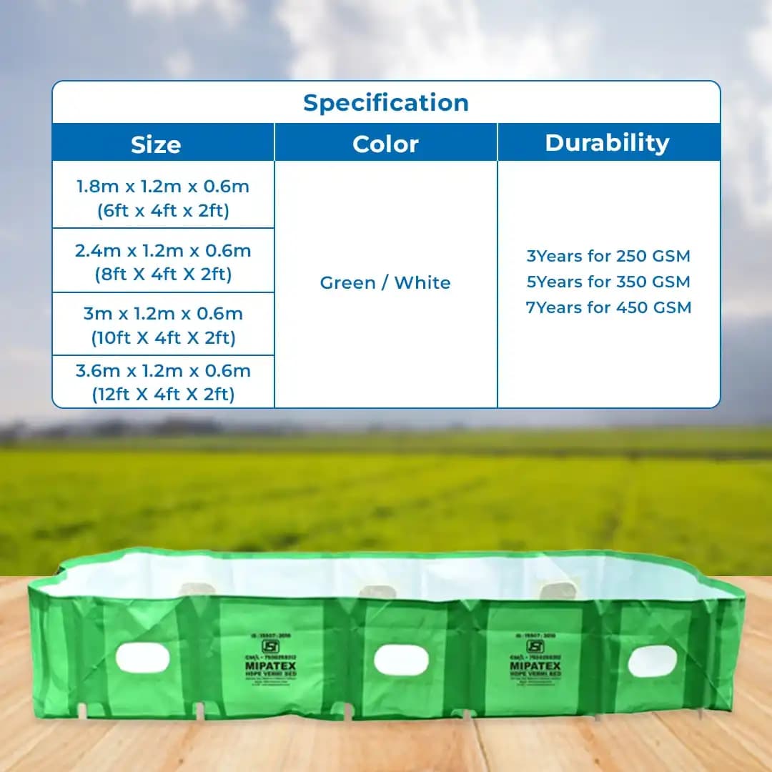 Mipatex HDPE Organic Vermi Compost Bed, High Quality Material, With Different GSM And Sizes, Color Green And White. - Image 5