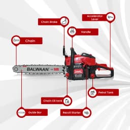 Balwaan 18 Inches BS-680 Ultimate Chainsaw with 68CC Engine, Petrol Operated, 1 Year Warranty 5
