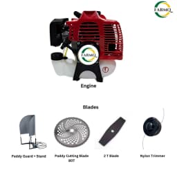 Farmq FQ-BC-52SP 2-Stroke 52CC Petrol Brush Cutter, Side Pack, High Power, Multiple Blades, Paddy Guard And Stand 2