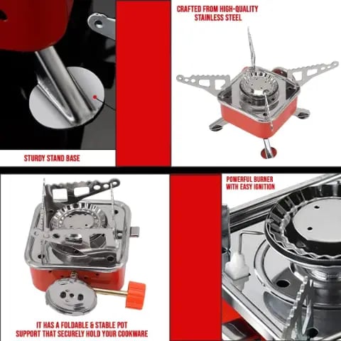 Radhe Agri Ultra Light Folding Picnic Cooking Gas Burner Portable Camping Stove