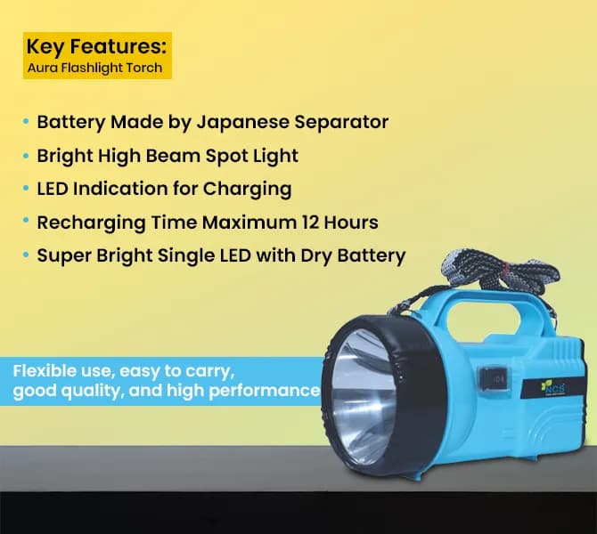 NCS Aura Flashlight Torch, 3.7 V 6000 mAh Lithium-Ion Battery, Can Be Used In Agricultural Activities, Outdoor Activities, and Home - Image 9