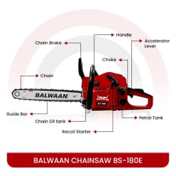 Balwaan BS-180E ECO Chainsaw, 58cc Engine, 2 Stroke Petrol Operated, 6 Months Warranty 2