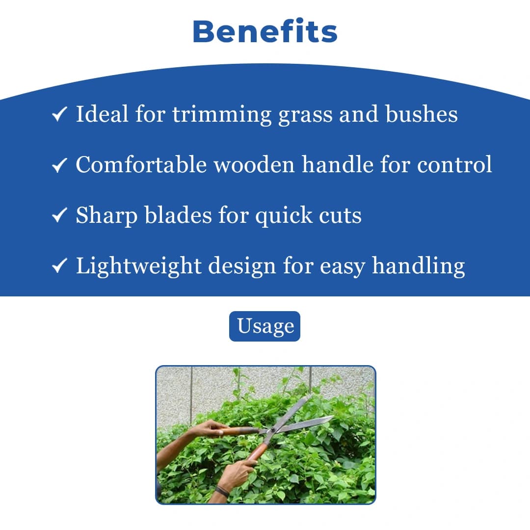 Heavy Garden Wooden Handle Grass Scissor Hedge Shears Cutter, High Quality Gardening Tools - Image 4