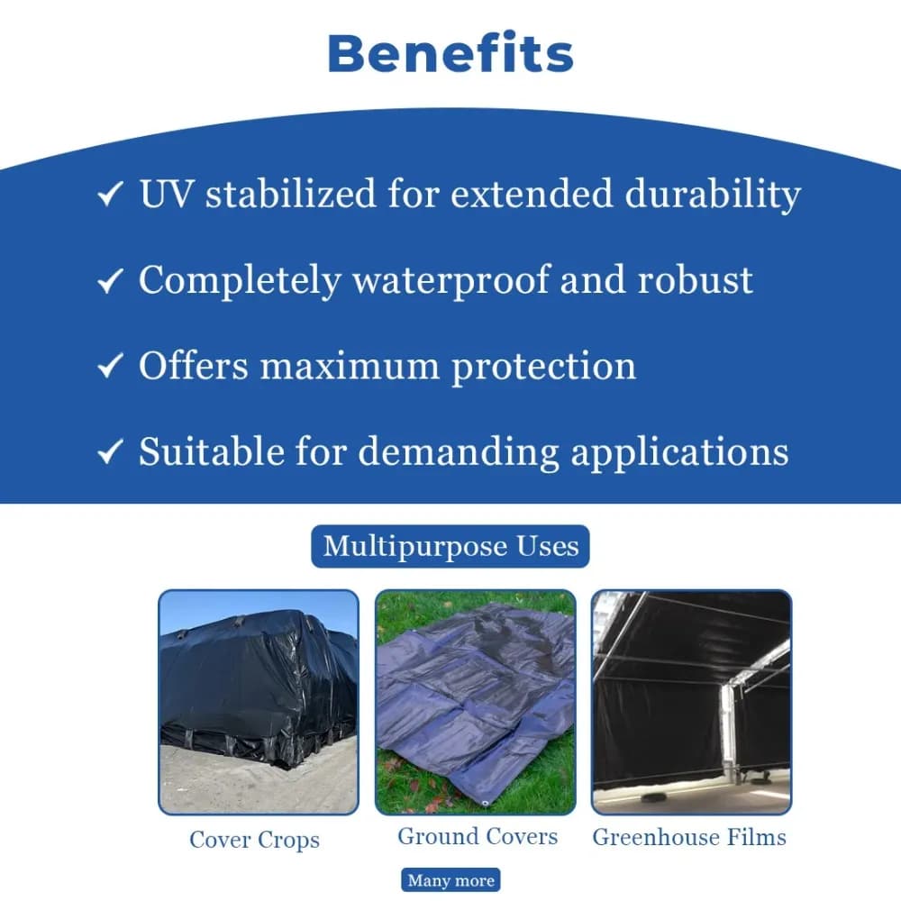 Anil Packaging Marine HDPE Tarpaulin 250 GSM UV Stabilized Material, Waterproof, Heavy Duty Material (Black) - Image 4