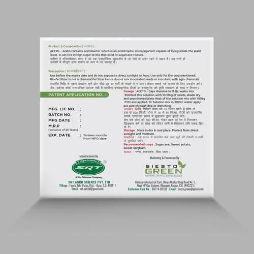 Siesto Green Aceto Capsules. It contains a Nitrogen fixing Bacteria known as Gluconacetobacter diazotrophicus. - Image 2