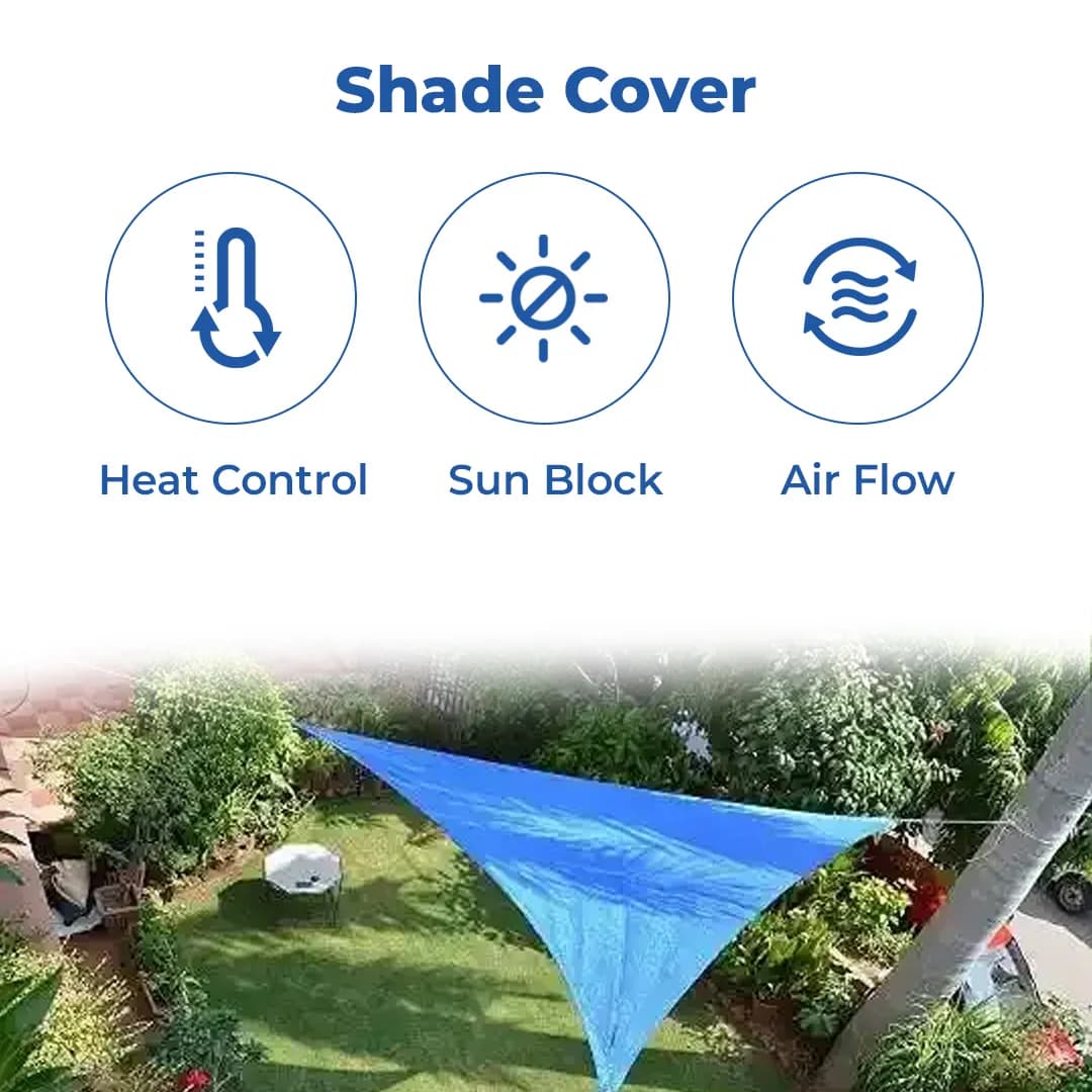 Sun Shade Sails, UV Stabilized Material (Shape-Triangle, Color-Blue) Size: 16 x 16 x 16 Feet - Image 3