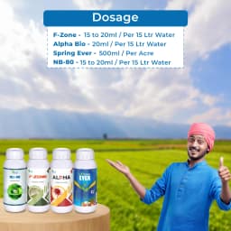 Suraksha Kit For Thrips And Mites Control at Growth Stage 40-45 Days (F-Zone 250 ML + Alpha Bio 250 ML + Spring Ever 1 Ltr + NB 80 250 ML) 5