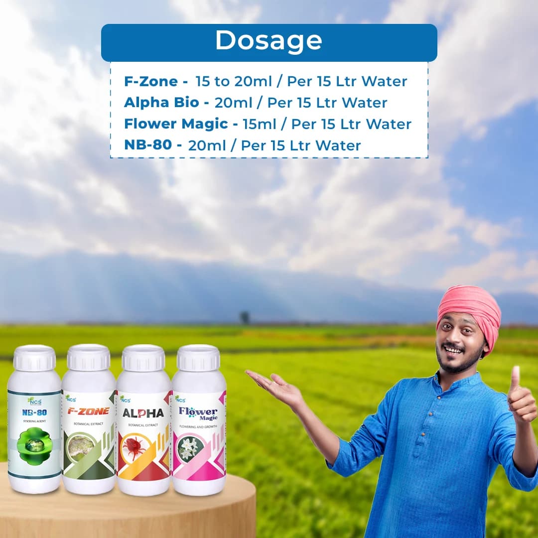 Suraksha Kit For Thrips And Mites Control at Flowering Stage 45-80 Days (F-Zone 250 ML + Alpha Bio 250 ML + Flower Magic 250 ML + NB 80 250 ML) - Image 5