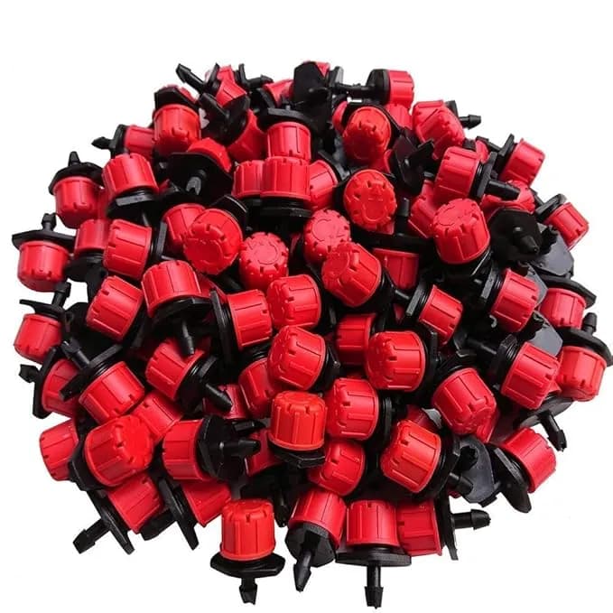 Radhe Adjustable Irrigation Dripper Sprinklers, Emitters For Drip Irrigation System, Red-Black - Image 1