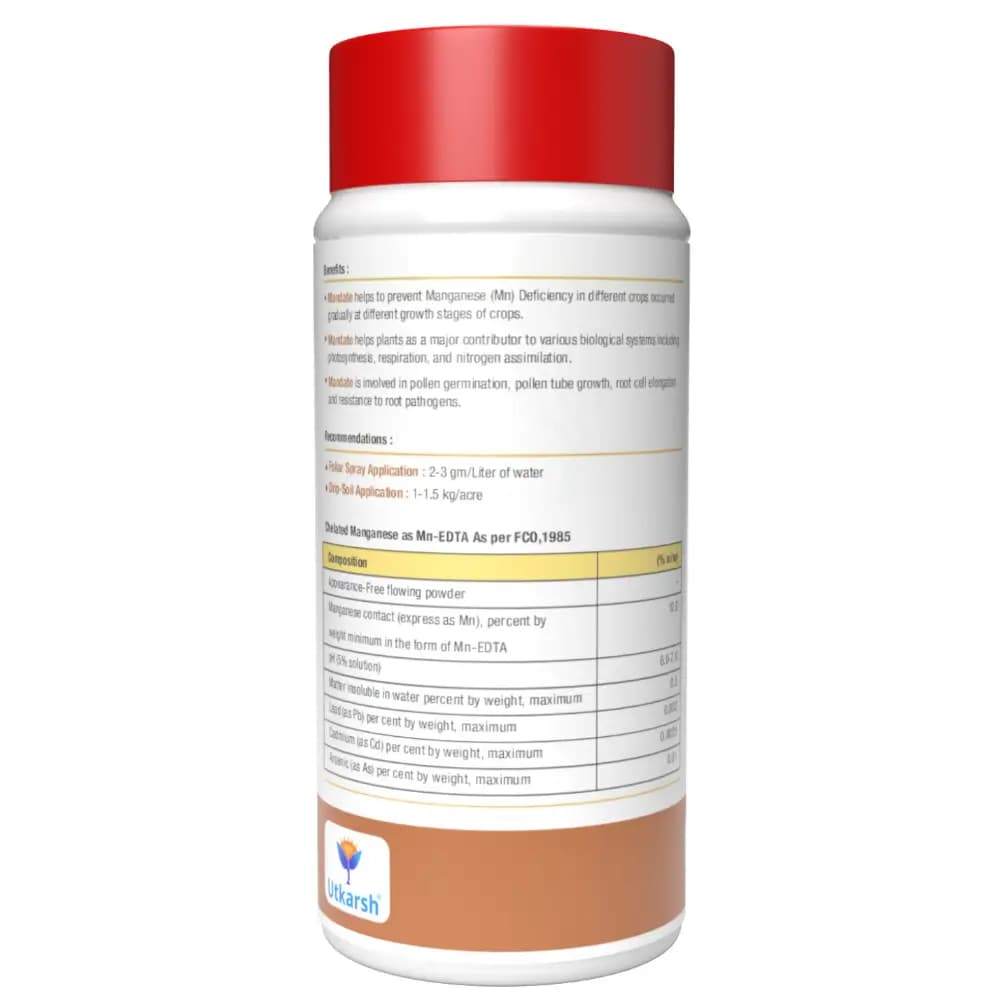 Utkarsh ManDate (Manganese- Mn 10% EDTA Chelated Fertilizer) 100% Water Soluble Foliar Spray - Image 4