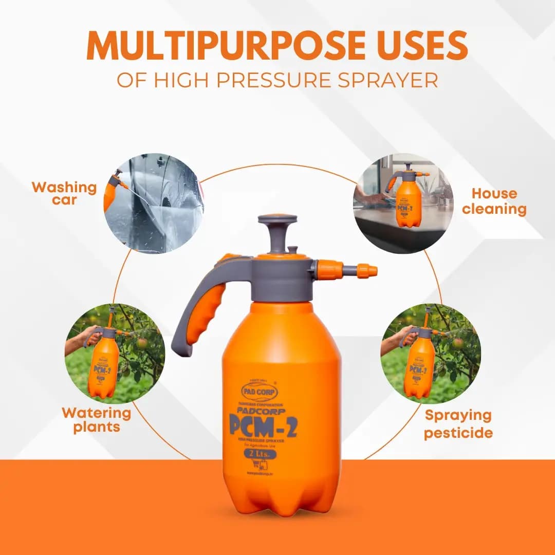 Pad Corp PCM-2 High Pressure Sprayer, Hand-Powered, Versatile For Gardening, Cleaning And Sanitizing (2 L Capacity) - Image 8