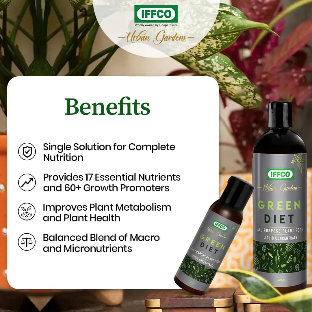 IFFCO Green Diet Organic Liquid Concentrate, Balanced Macro & Micro Nutrients Fertilizer For Indoor, Outdoor Plants - Image 4