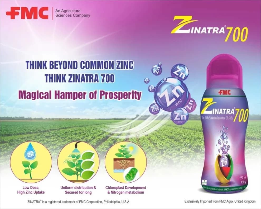 FMC Zinatra 700 (Zinc Oxide Suspension Concentrate 39.5% ww Zinc) , Provides More Zinc To Plants Compared To Traditional Zinc Formulations - Image 6
