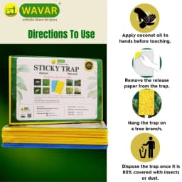 WAVAR A4 Sticky Trap, 12 x 8 Inch, 3mm Thickness, Eco Friendly (Combo Of 20 Yellow + 5 Blue) 4