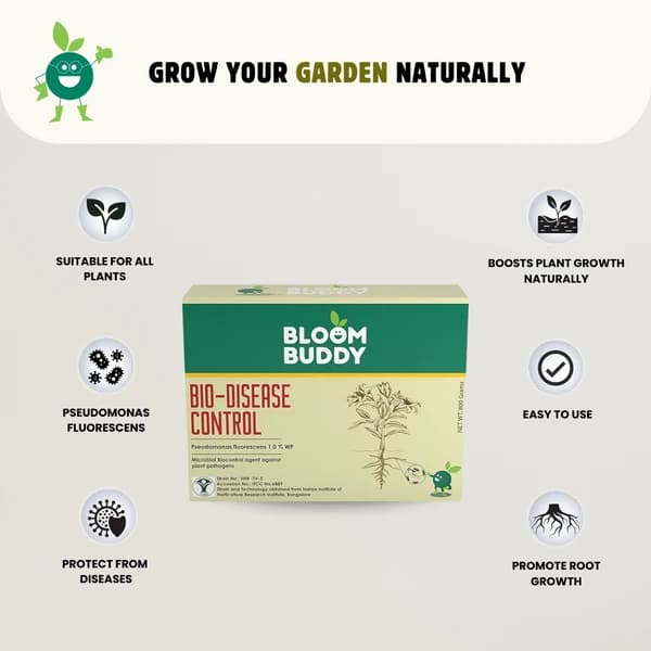 BloomBuddy Bio-Disease Control Pseudomonas Fluorescens 1.0% WP, Natural Plant Strengthener & Disease Fighter - Image 3