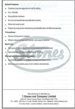 T.Stanes Entrap Fruit Fly Trap, Eco-Friendly & Effective Male Fruit Fly Control For Various Fruits 5