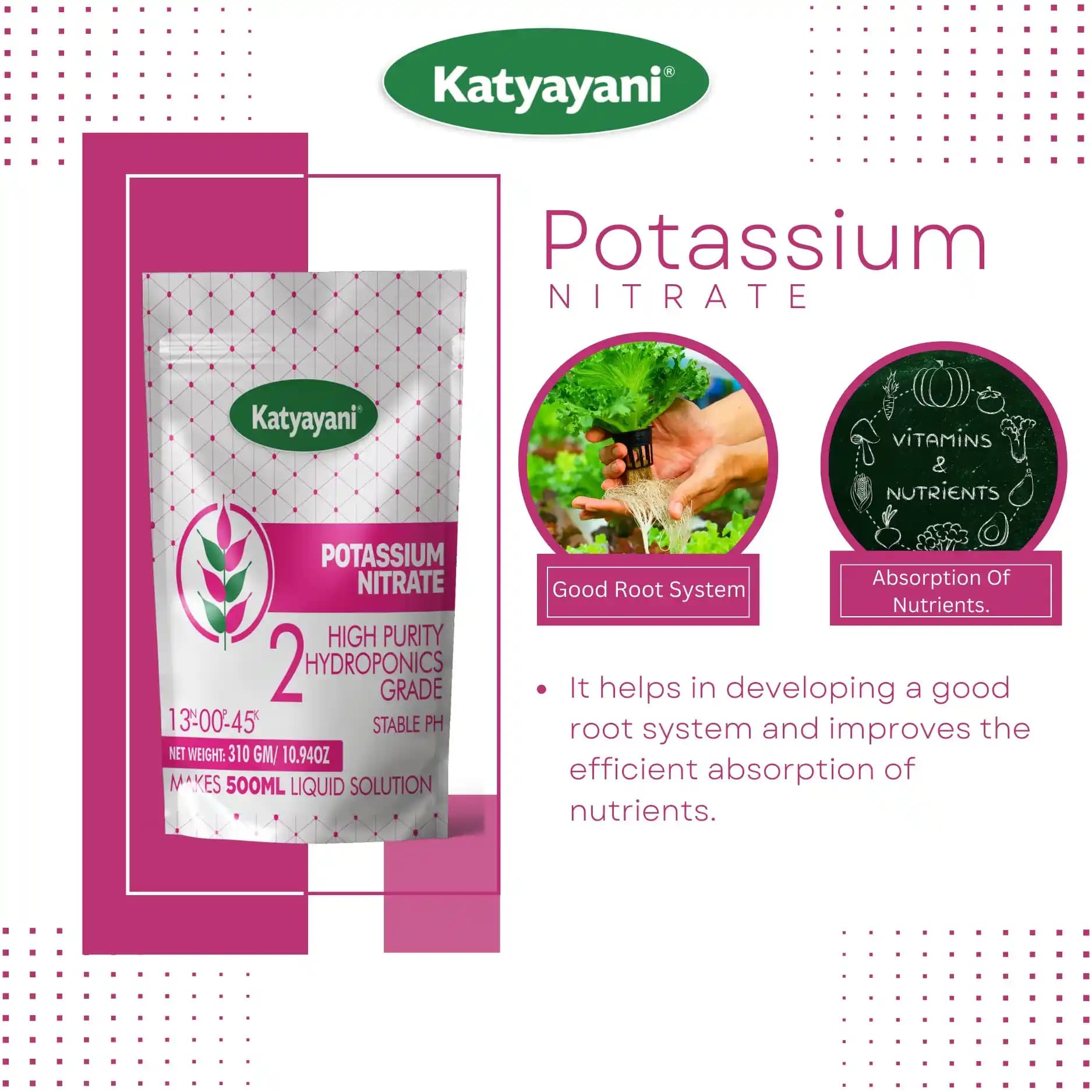 Katyayani Potassium Nitrate, 100% Water Soluble Fertilizer, Hydroponics Fertilizer, Suitable For All Crops. - Image 4
