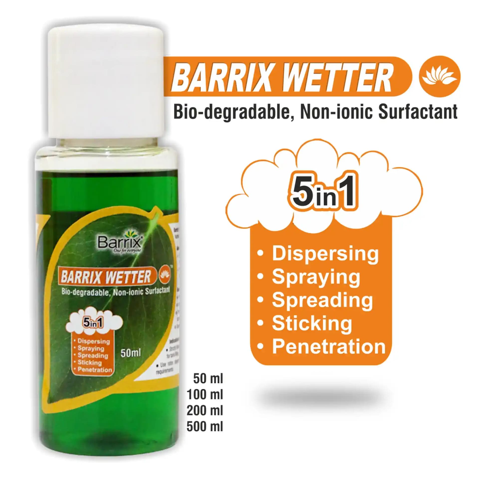 Barrix Wetter Bio-Degradable and Non-Ionic Surfactant, Specially Blended Non-Ionic Surfactant with Humectant to Achieve Maximum Spray Coverage - Image 3