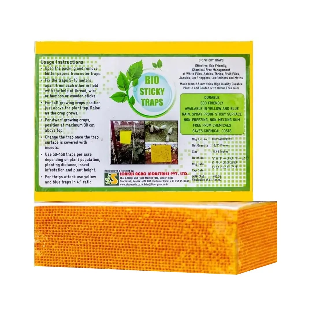 Sonkul Agro Industries Insect Killer Attractant Yellow Sticky Trap For Sucking Pest Like Aphids, Jassids, Thrips