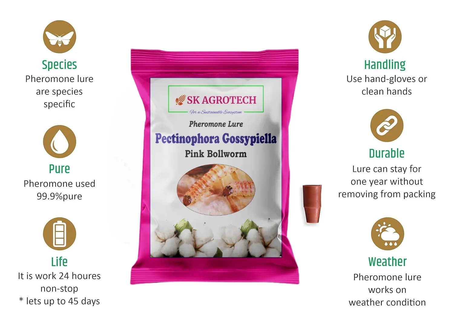 SK Agrotech Pectinophora Gossypiella Pheromone Trap With Lure - Effective Solution For Cotton - Image 6