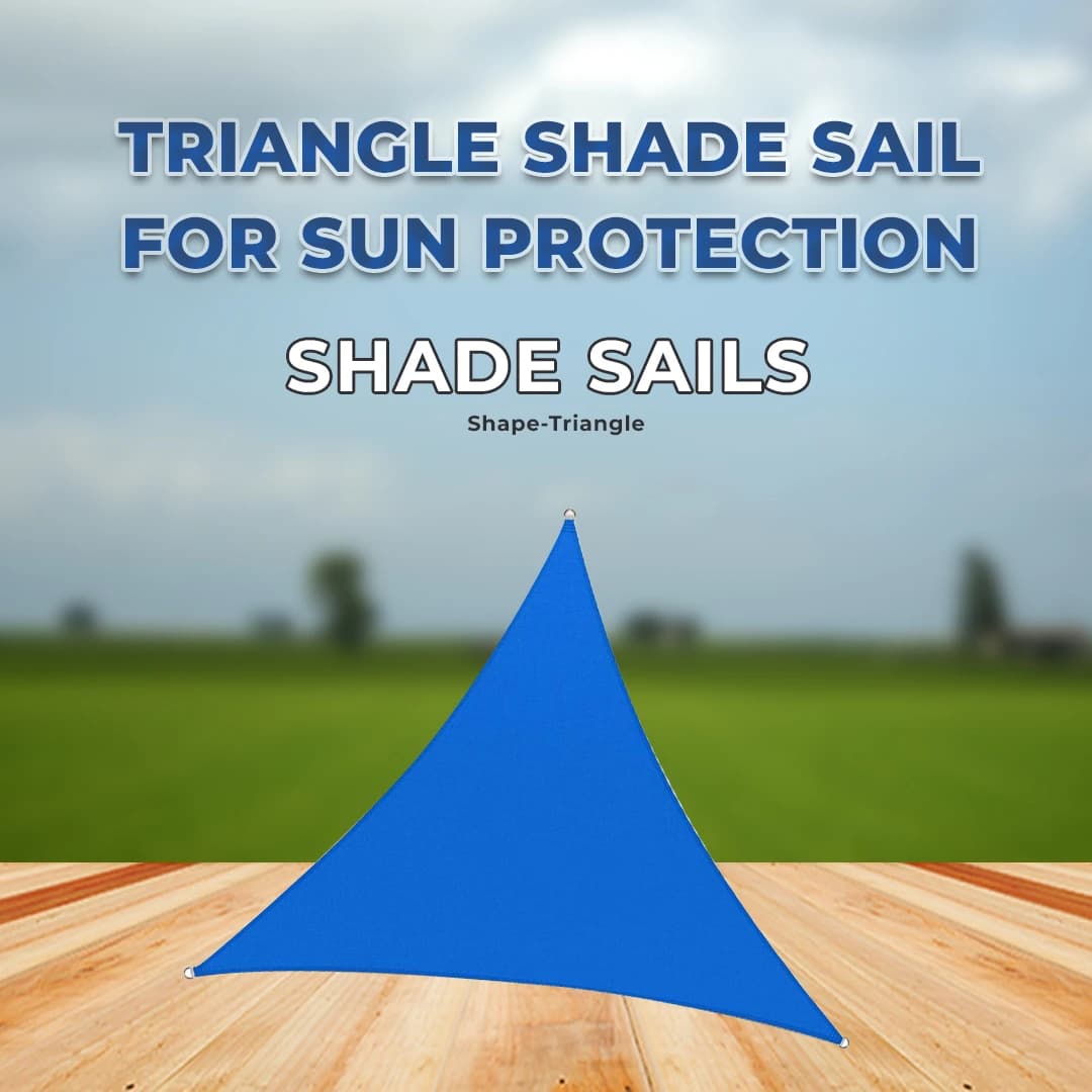 Sun Shade Sails, UV Stabilized Material (Shape-Triangle, Color-Blue) Size: 16 x 16 x 16 Feet - Image 2