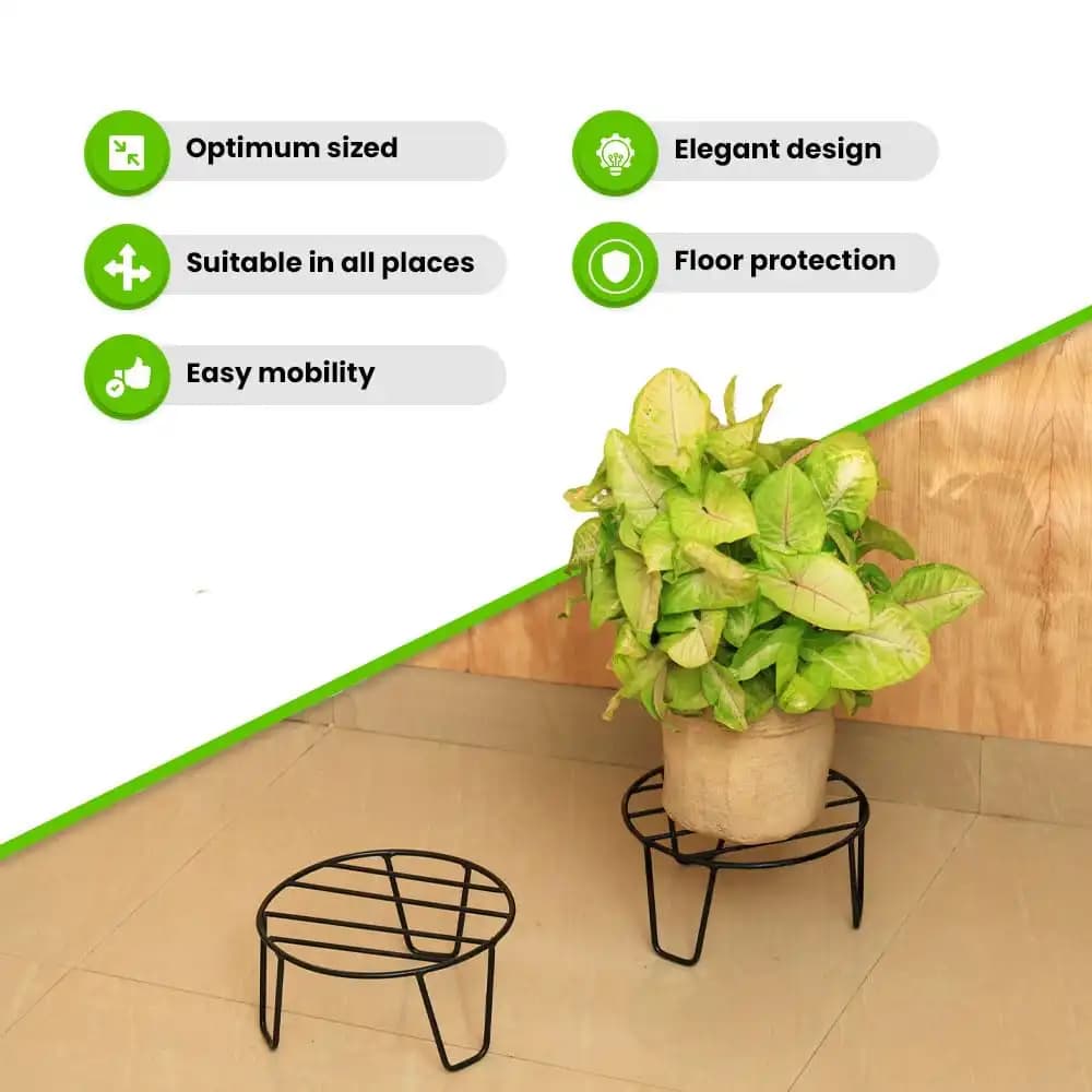IFFCO Urban Garden Round Planter Stand Set of 4 Pcs, Metal Pot Stand For Indoor & Outdoor Plants - Image 4