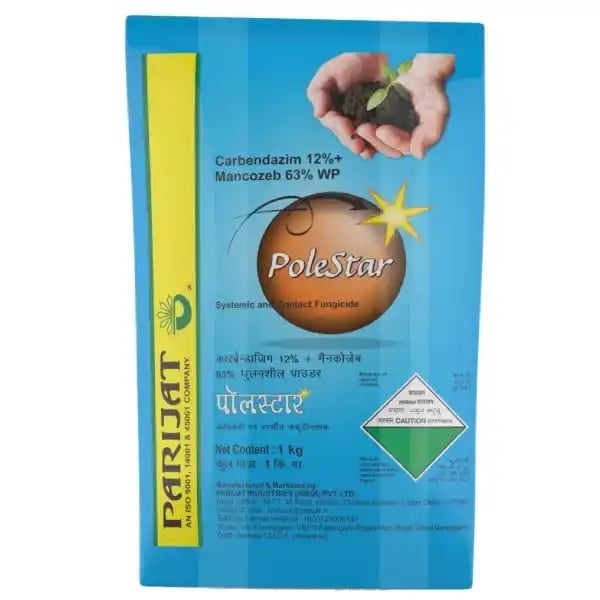 Parijat Polestar Fungicide - Broad Spectrum, Dual Action Fungicide, Controls Various Fungal Plant Diseases In Rice, Potato, Groundnut, Tea, Grapes & Chilli