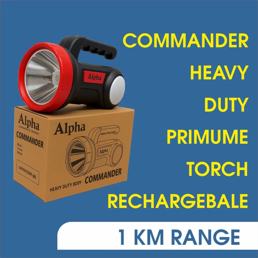 Radhe Agri Alpha Commander Rechargeable Torch, Heavy Duty, 1 Km Range And 5200mAh Battery - Image 3