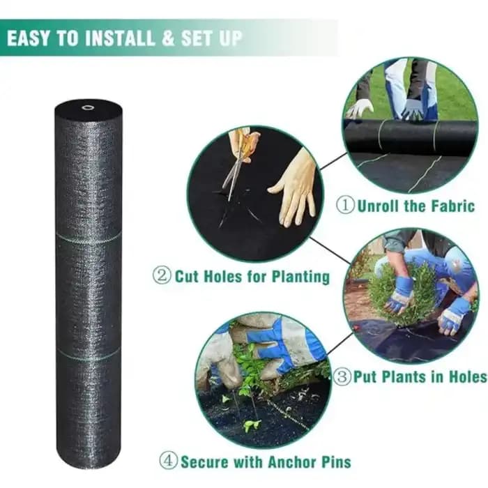Singhal 110 GSM Weed Barrier Sheet, Landscape Fabric, Heavy Duty, Weed Block Gardening Mat For Gardens (Black) - Image 3