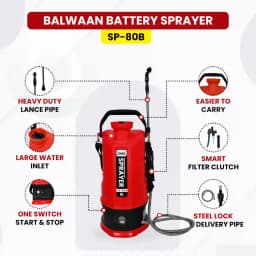 Balwaan SP-80B Li-Ion Garden Spray Pump, 12 Volt x 2.6 Amp Battery, 8 Ltr Tank Capacity, Suitable for Garden Pest Control and Agriculture 5