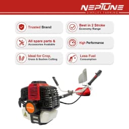 Neptune BC-520 Brush Cutter 2 Stroke 52CC Petrol Engine, Advanced Technology Grass Trimmer, Heavy Duty Crop Cutter, 40T, 2T, Tap And Go Blades 3