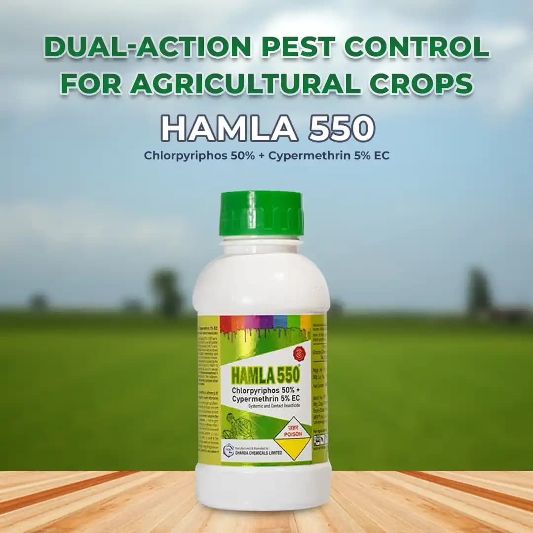 Gharda Hamla 550 Chlorpyriphos 50% + Cypermethrin 5% EC Insecticide, Systemic and Contact Action - Image 2