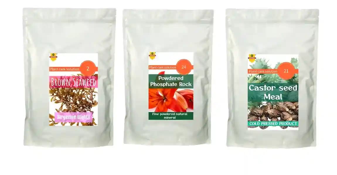 Ecotika Combo of Castor seed meal 5Kg Rock Phosphate 1Kg and Sea weed 450 Gm Fit For Organic Use - Image 1