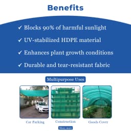 Mipatex Garden Shade Net 90% UV Stabilized Sun Protected Green House, Protect Flowers and Plants Green, Multi-Purpose Long Lasting Material 3