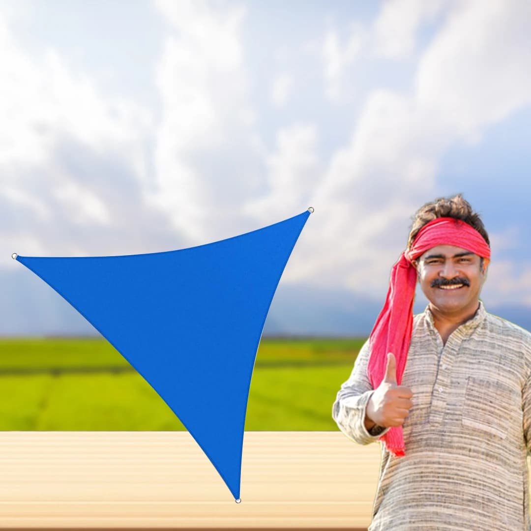 Sun Shade Sails, UV Stabilized Material (Shape-Triangle, Color-Blue) Size: 16 x 16 x 16 Feet - Image 5