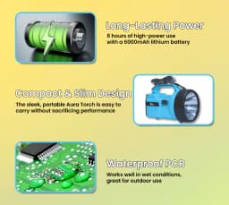 NCS Aura Flashlight Torch, 3.7 V 6000 mAh Lithium-Ion Battery, Can Be Used In Agricultural Activities, Outdoor Activities, and Home 7