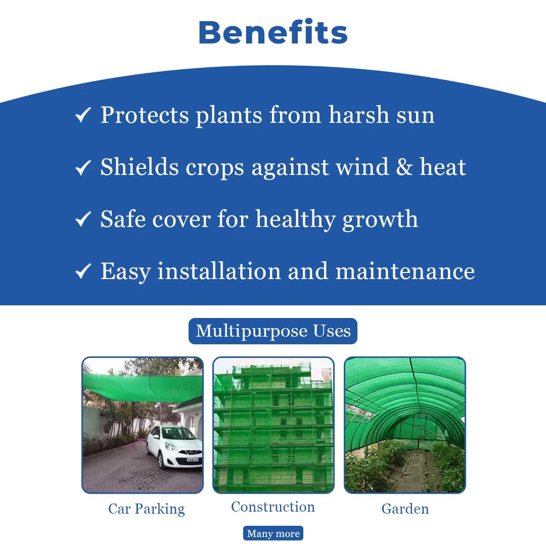 Radhe Green Shade Net 50% Shade, UV Treated Sunshade Cover, Meter (4.8 m x 9.7 m) Foot (16 FT x 32 FT), Easy To Install - Image 4