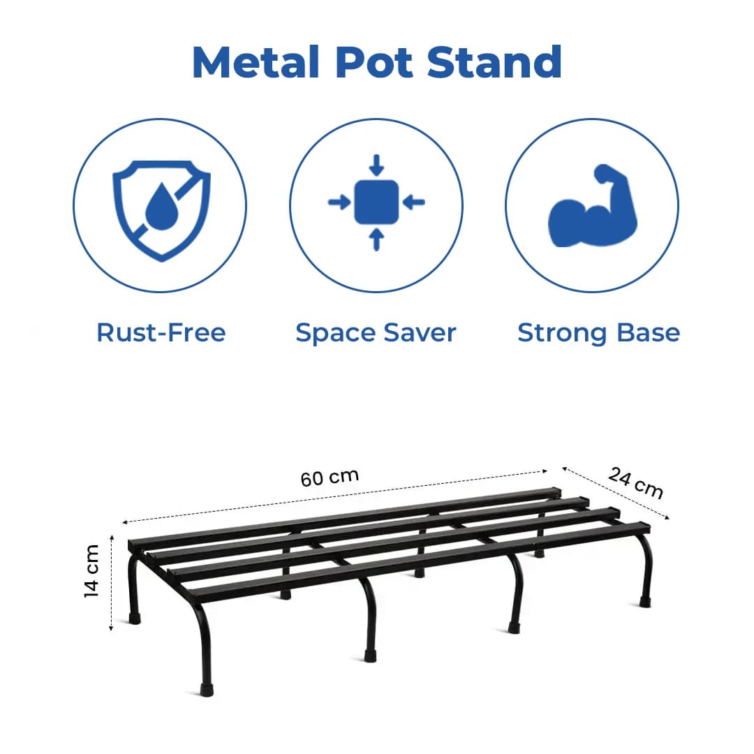 IFFCO Urban Garden 24 Inch Rectangular Metal Planter Stand, Galvanized Iron Stand For Indoor, Outdoor Plants And Pots - Image 3