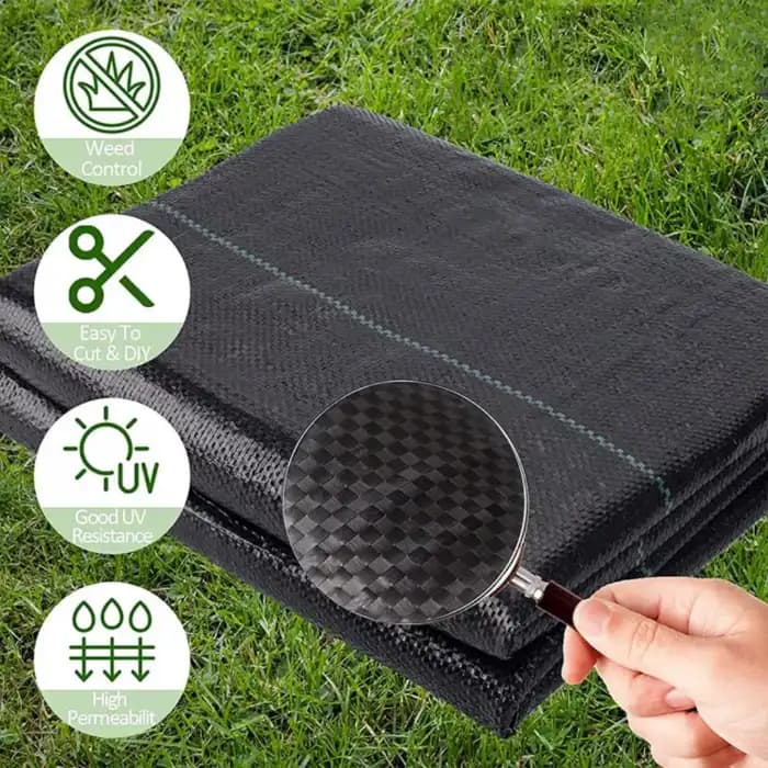 Singhal 110 GSM Weed Barrier Sheet, Landscape Fabric, Heavy Duty, Weed Block Gardening Mat For Gardens (Black) - Image 7