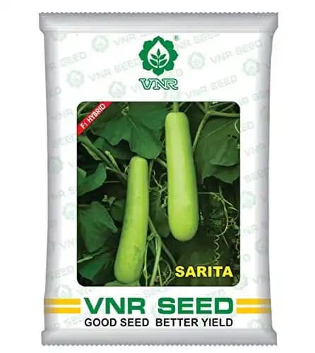 VNR Sarita F1 Hybrid Bottle Gourd Seed, Lauki Ke Beej, Green Color and Elongate Shape - Image 1