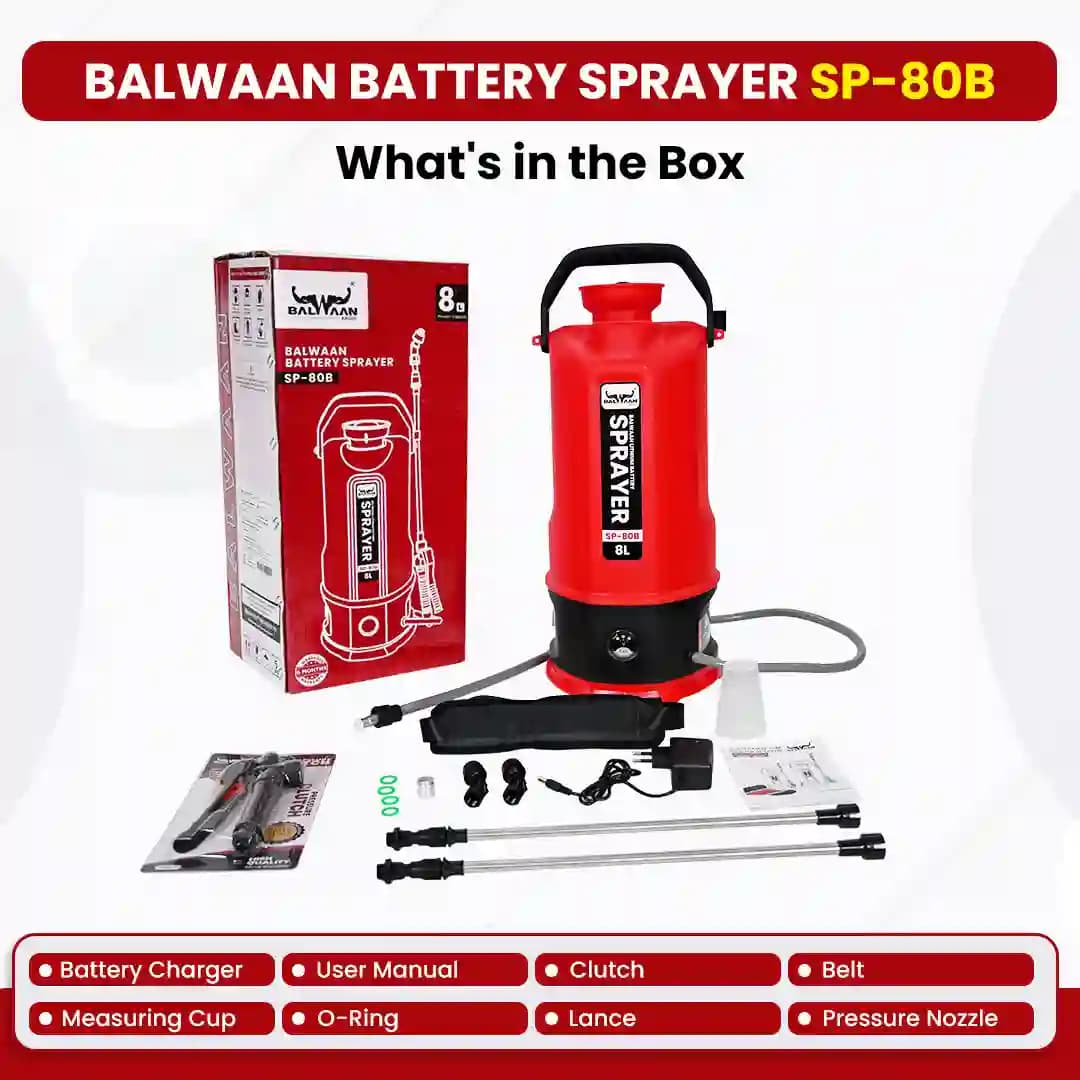 Balwaan SP-80B Li-Ion Garden Spray Pump, 12 Volt x 2.6 Amp Battery, 8 Ltr Tank Capacity, Suitable for Garden Pest Control and Agriculture - Image 4