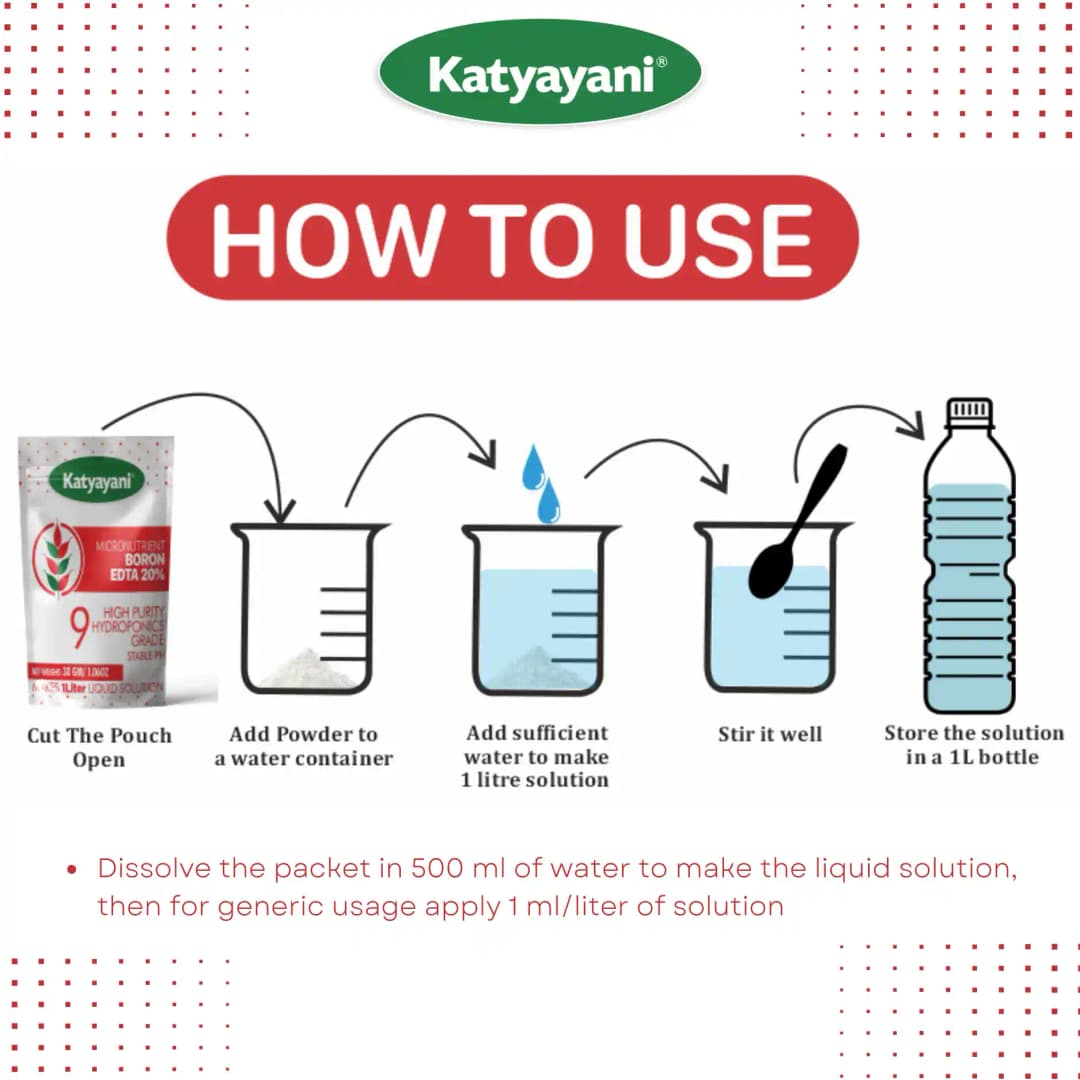 Katyayani Boron 20% EDTA Micronutrient Fertilizer, Hydroponics Grade, Water-Soluble and Enhanced Nutrient Uptake - Image 7